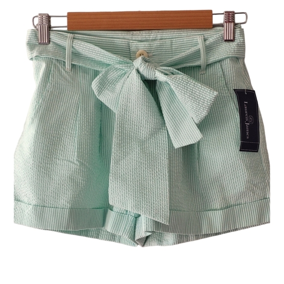 Lauren James Set of 2 Striped Seersucker Bow Shorts Pink and Green Size XS NWT - Picture 6 of 7